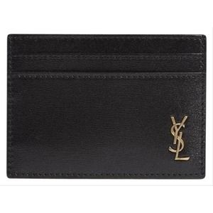 SAINT LAURENT monogram logo leather card holder